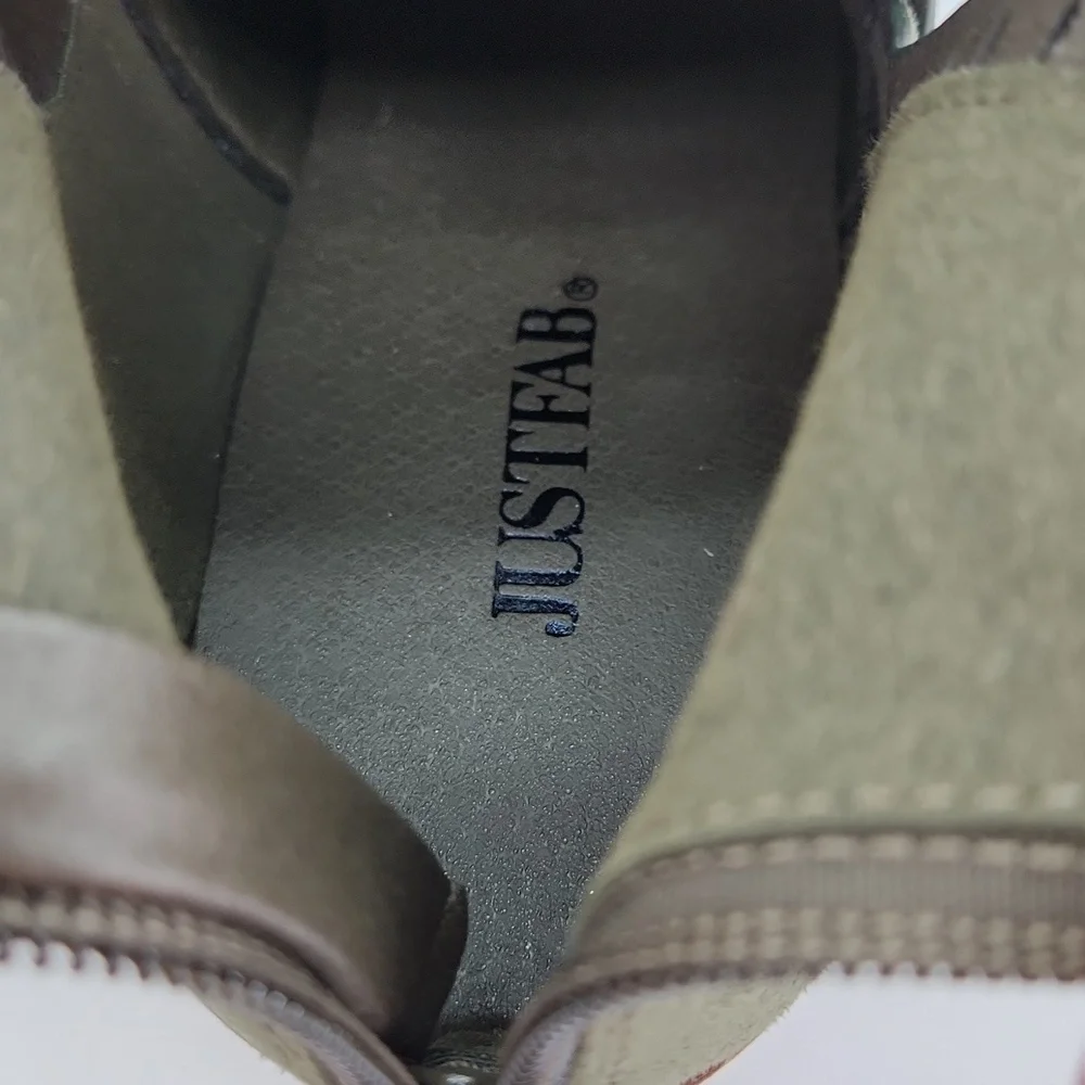 Just Fab Tommi Green Faux Suede Cutout Bootie - Zippered Heel Trendy & Versatile - Picture 11 of 12